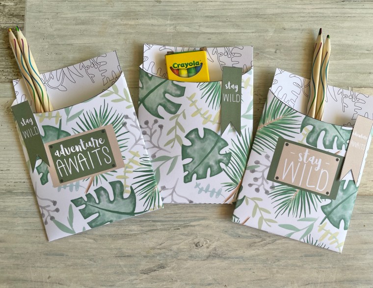Free printable jungle party favor bags and mini coloring pages