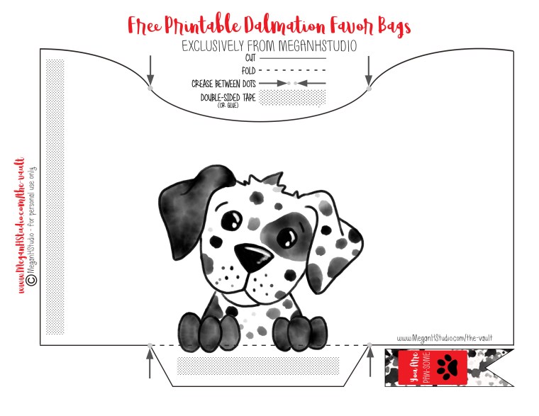Free printable dalmation party favor bags and mini coloring pages