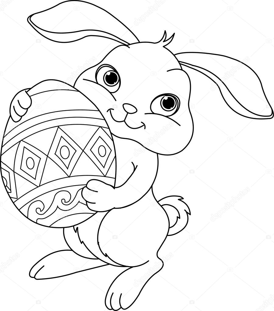 Easter bunny coloring page stock vector by dazdraperma