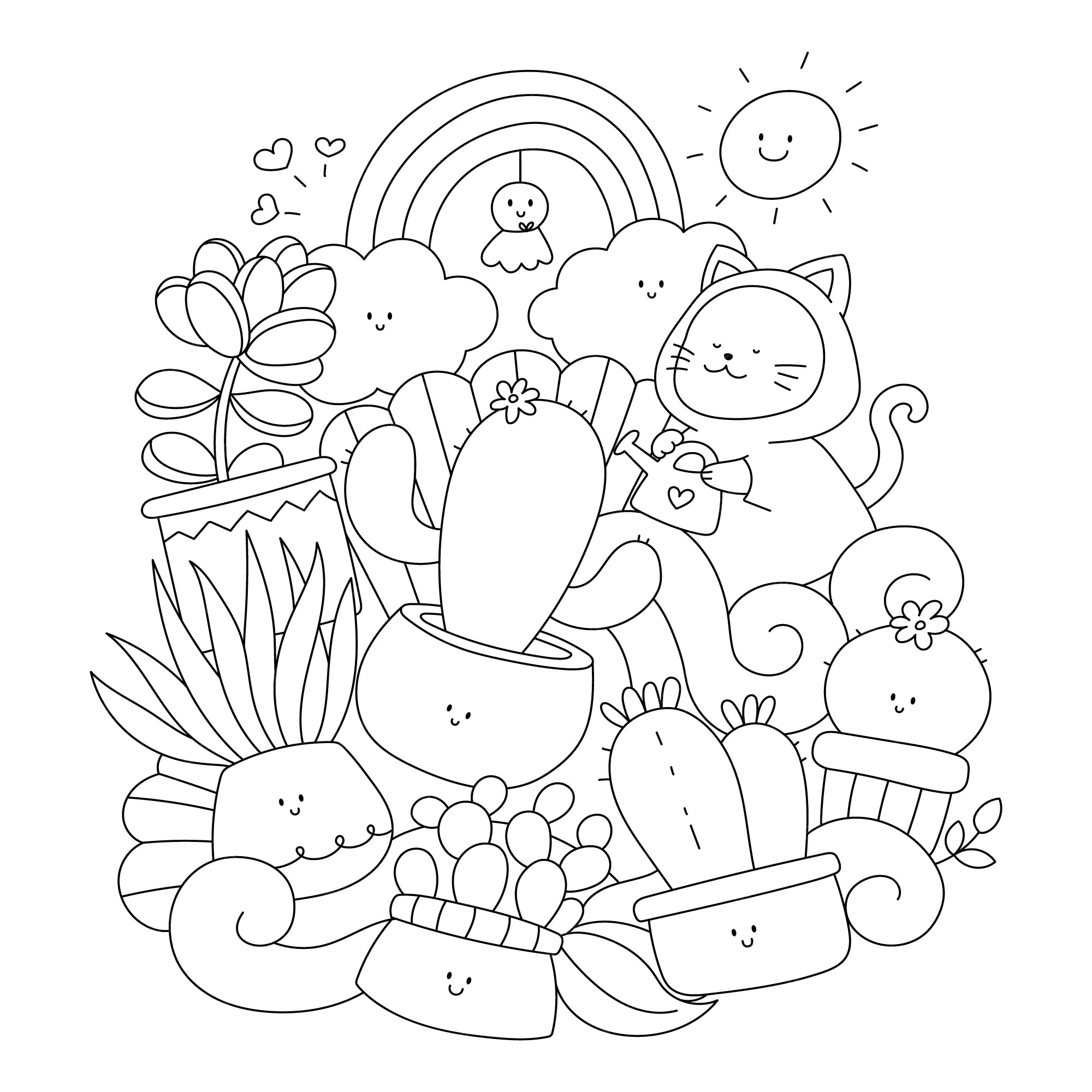 Premium vector hand drawn kawaii coloring book illustration