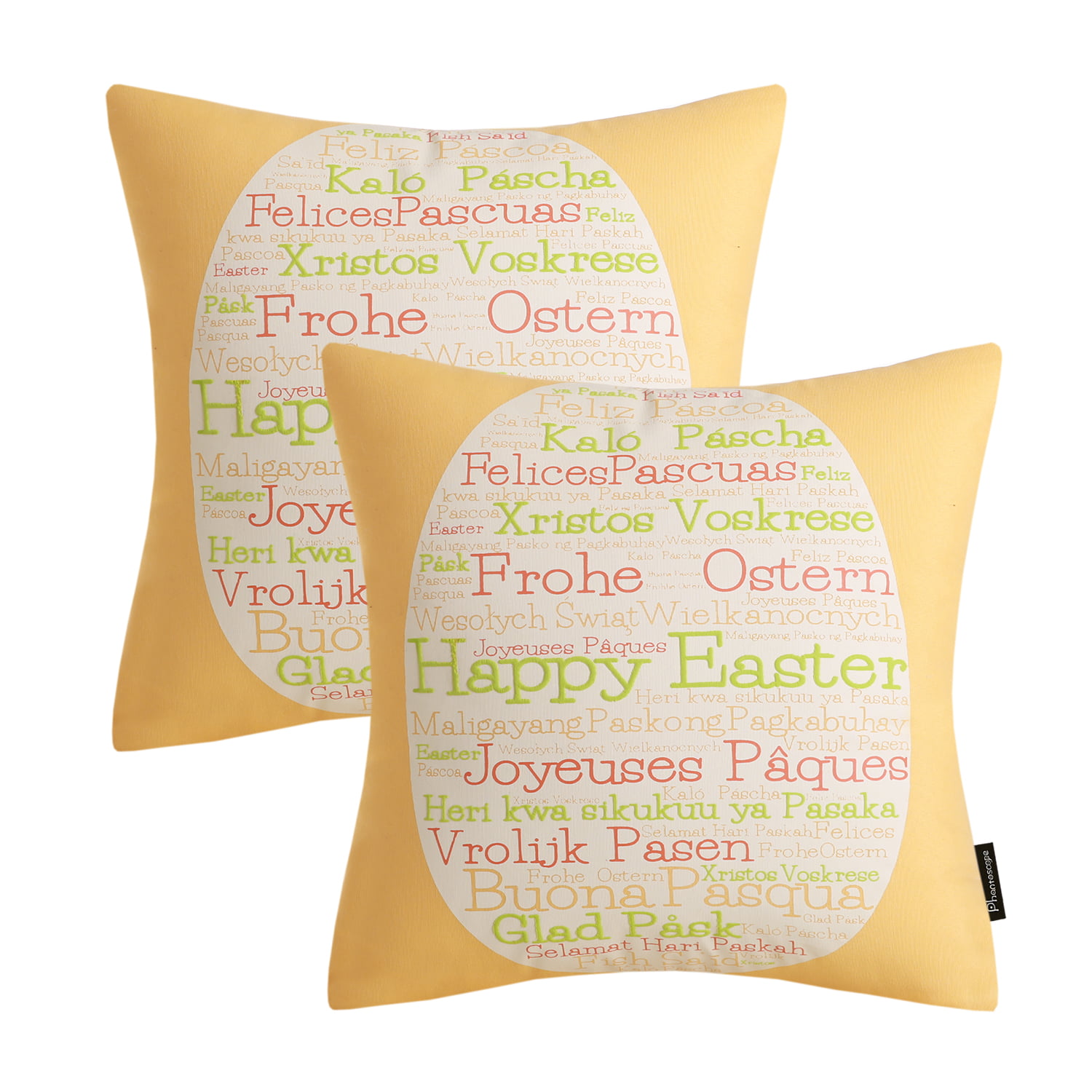 Phantoscope hello spring series easter egg with checker polyester cute and vivifying decorative throw pillow x yellow set of
