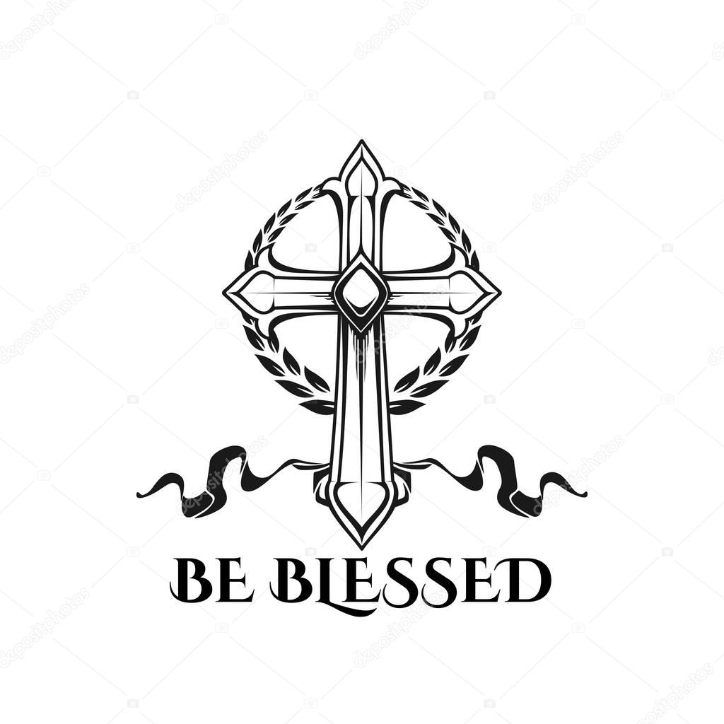 Pascua cruz ser bendecido icono de la religiãn vector cita vector de stock de seamartini