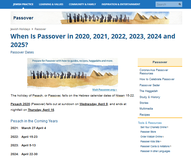 Activities for passover at internet classrooms