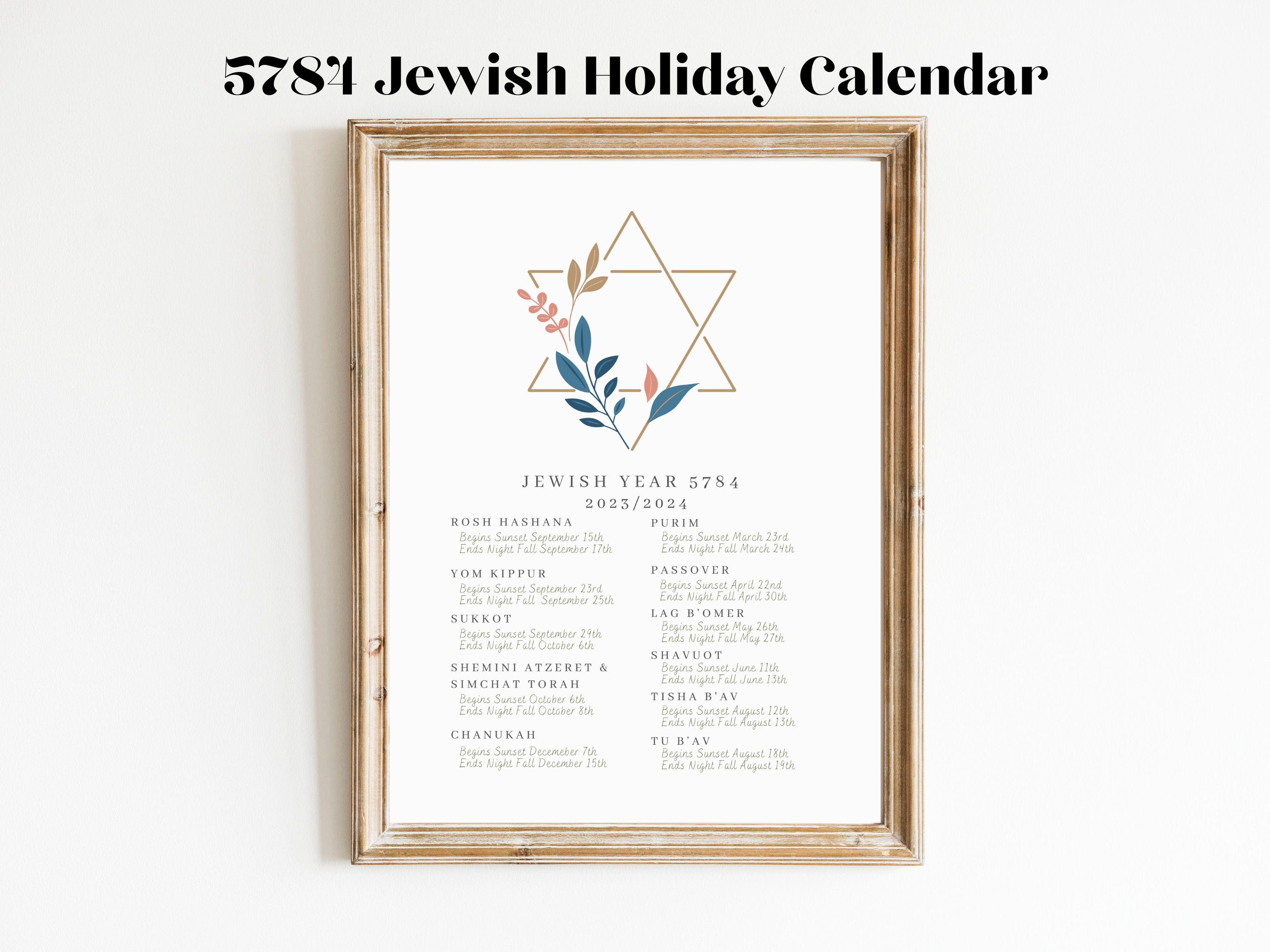 Printable jewish calendar year hebrew calendar