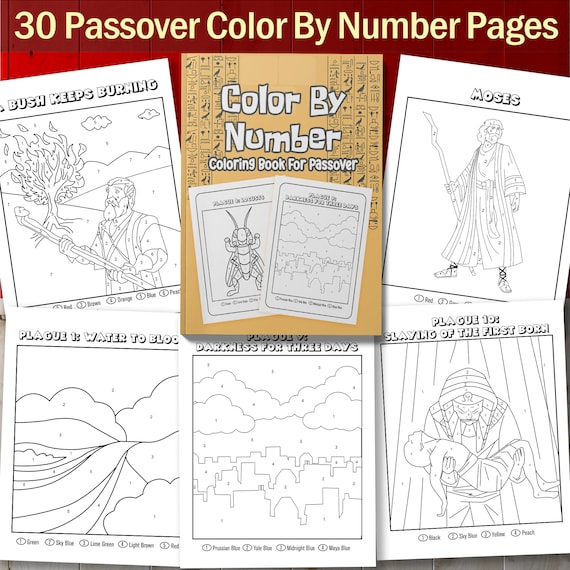Best value color by number coloring book for passover instant download jewish holiday activity perfect pesach gift fun pesach activity