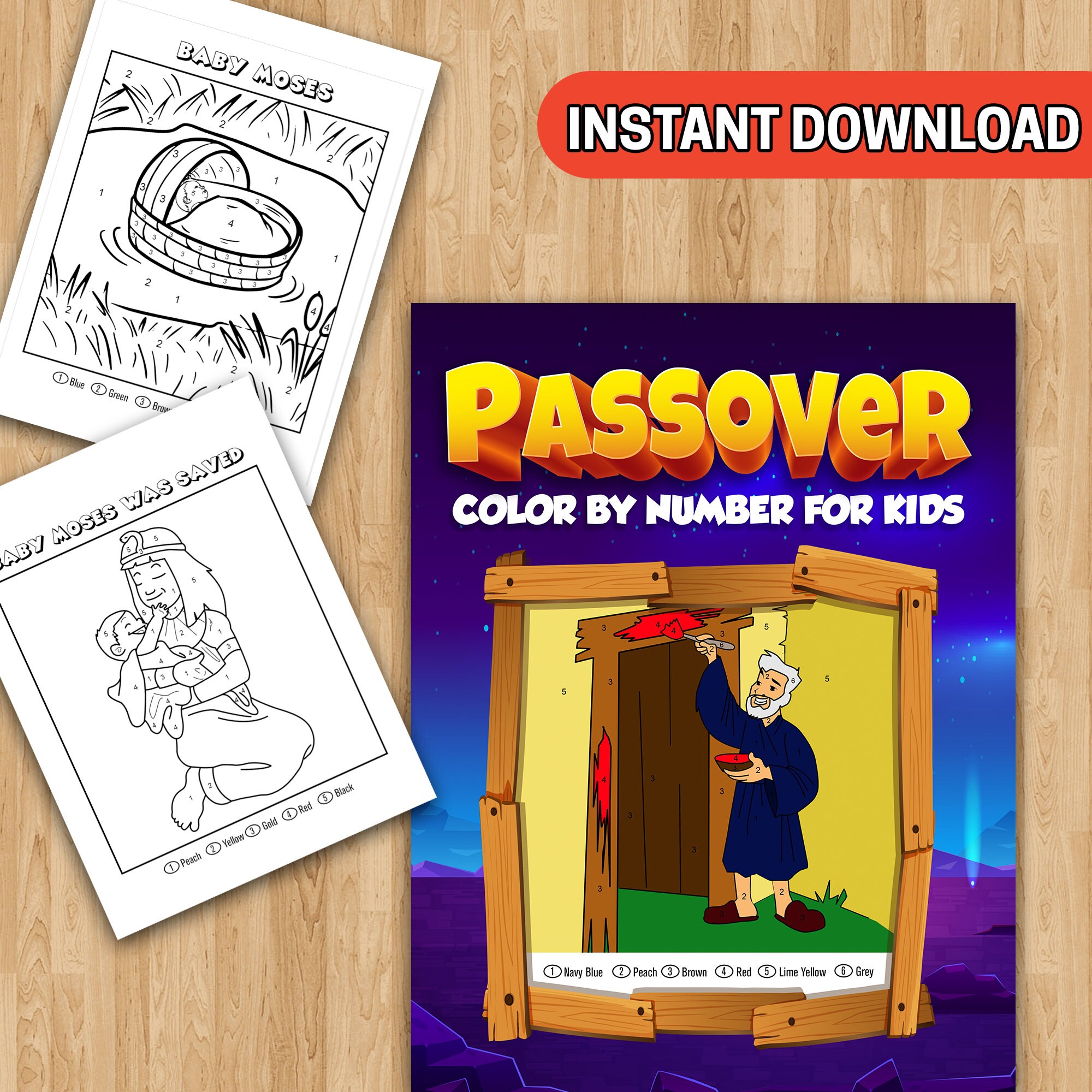 Best value pesach printable color by number coloring sheets passover activity book passover gifts children plagues sedar pdf