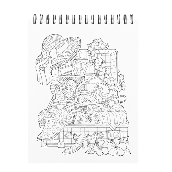 Tropical scenes coloring book for adults with hardback covers spiral binding