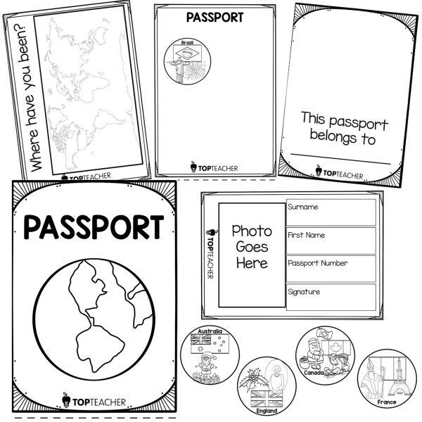 Christmas around the world passport and stamps