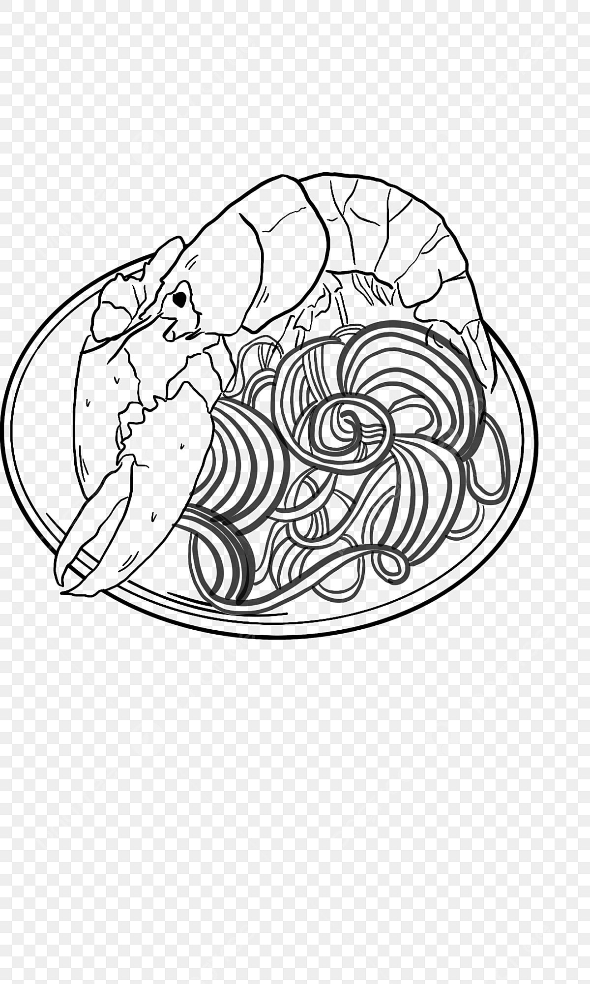 Hand drawn cartoon prawn pasta black and white lineart car drawing cartoon drawing ear drawing png transparent clipart image and psd file for free download