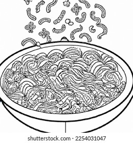 Vectorstyle image pasta coloring page ai