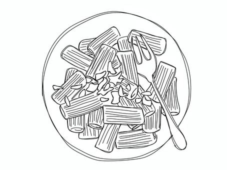 Free vectors black and white handwritt style of pasta rigatoni