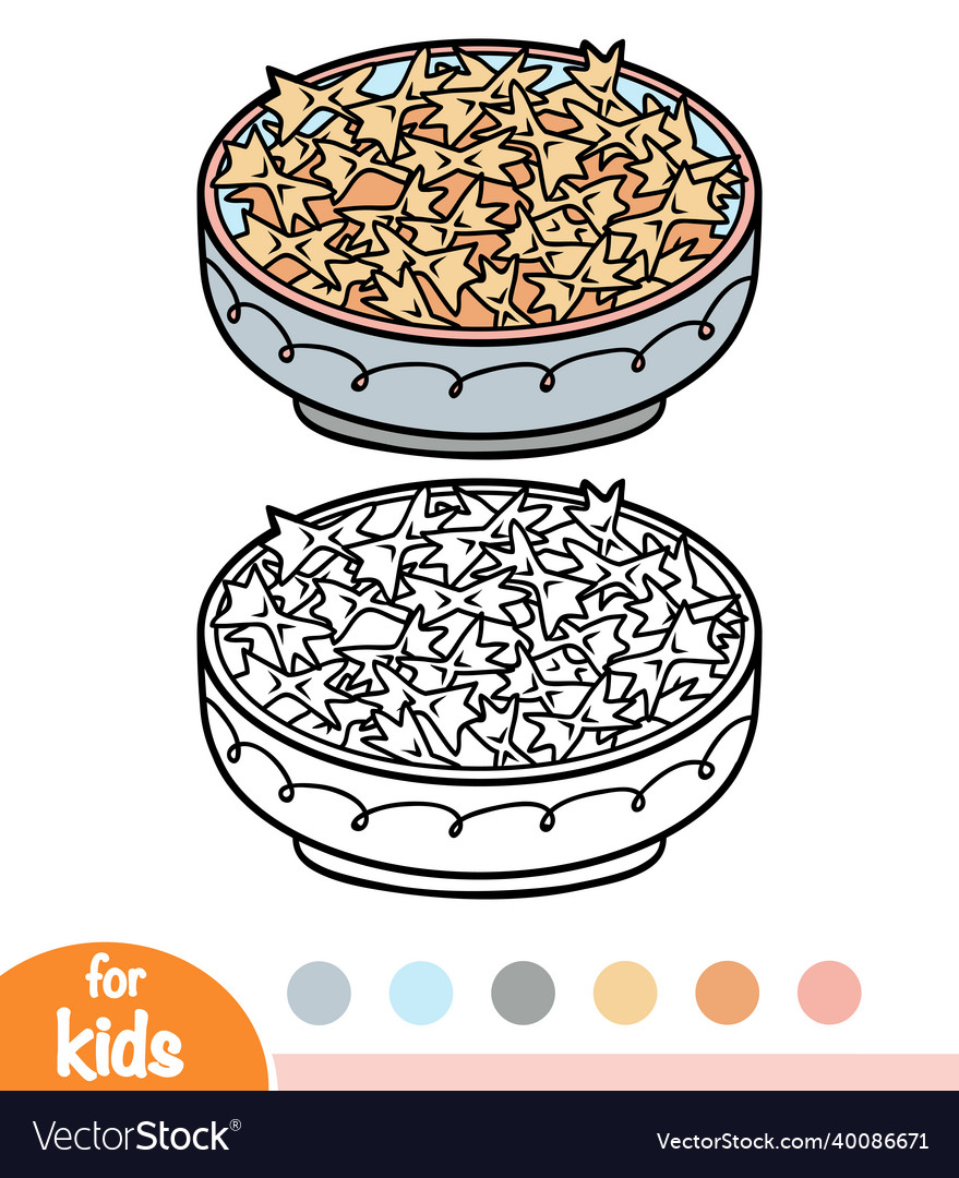 Coloring book pasta farfalle in bowl royalty free vector
