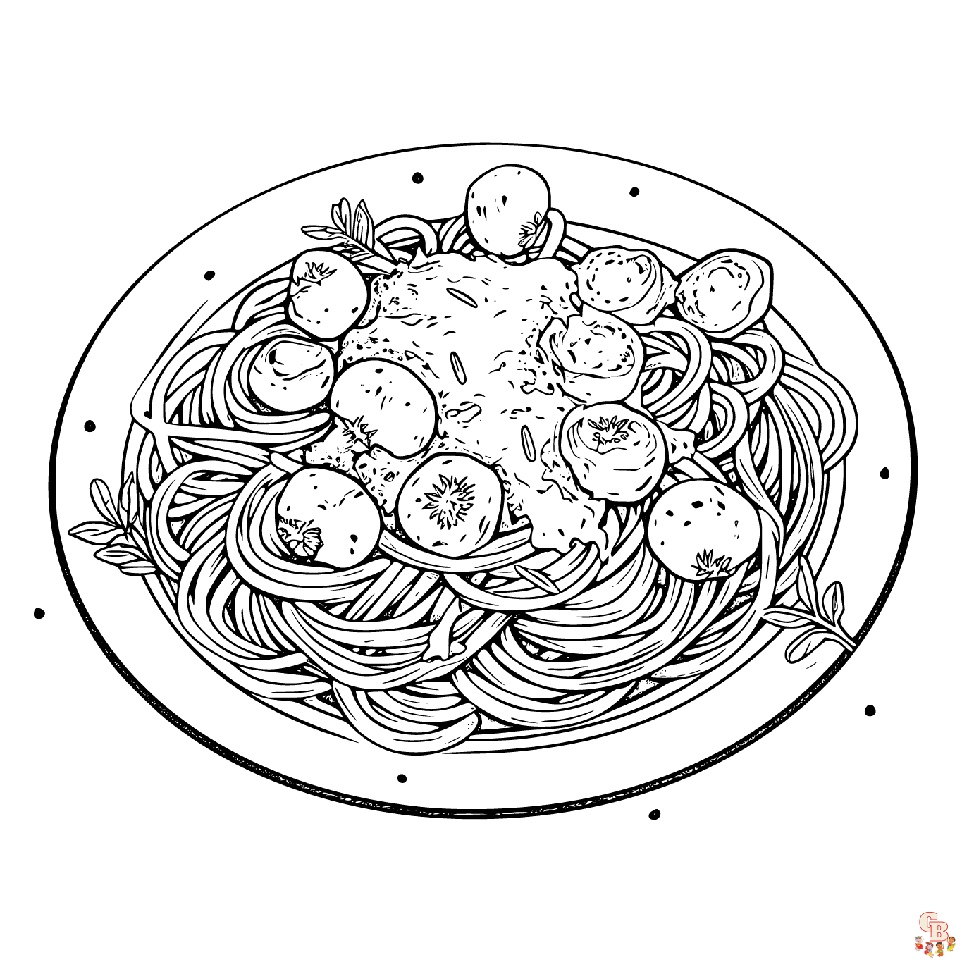 Printable spaghetti coloring pages free for kids and adults