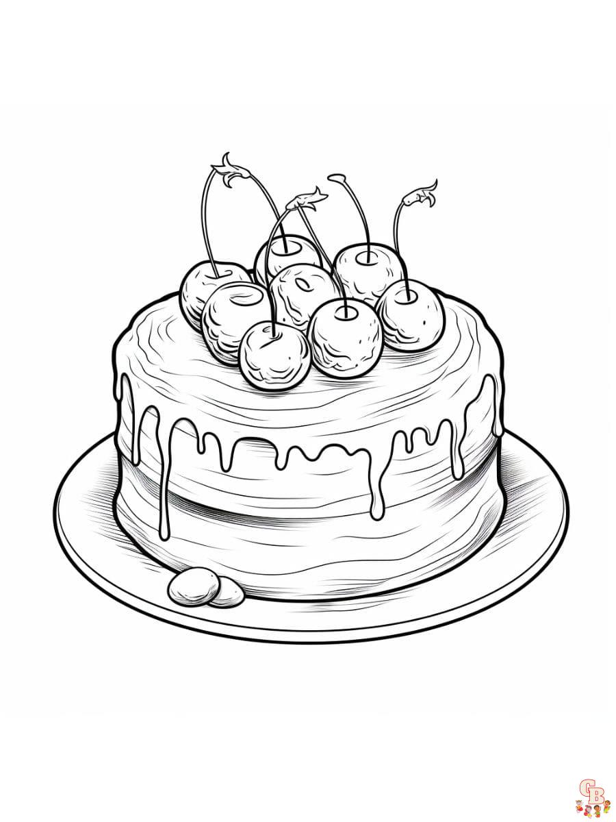 Printable cakes coloring pages free for kid and adults