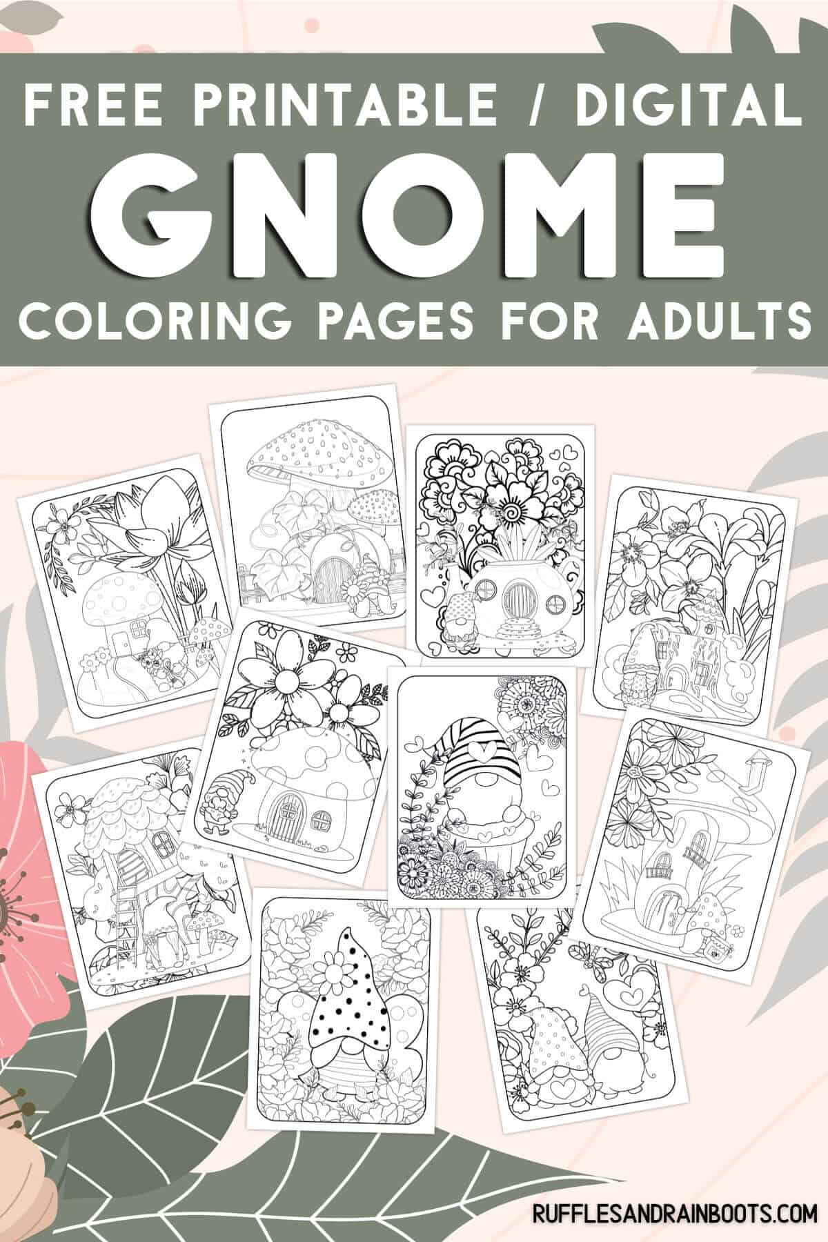 Gnome coloring pages both printable and digital