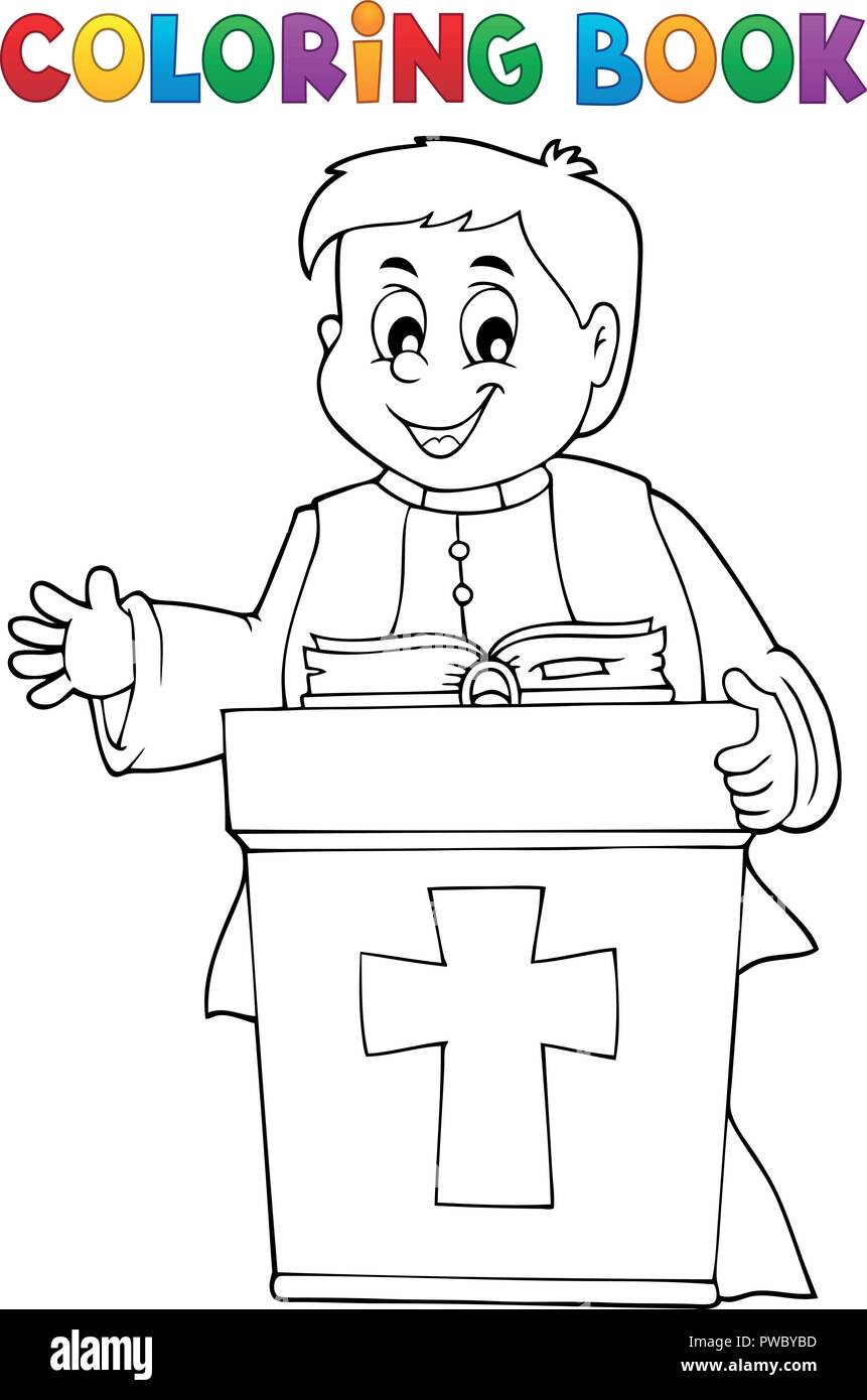 Coloring book young priest topic