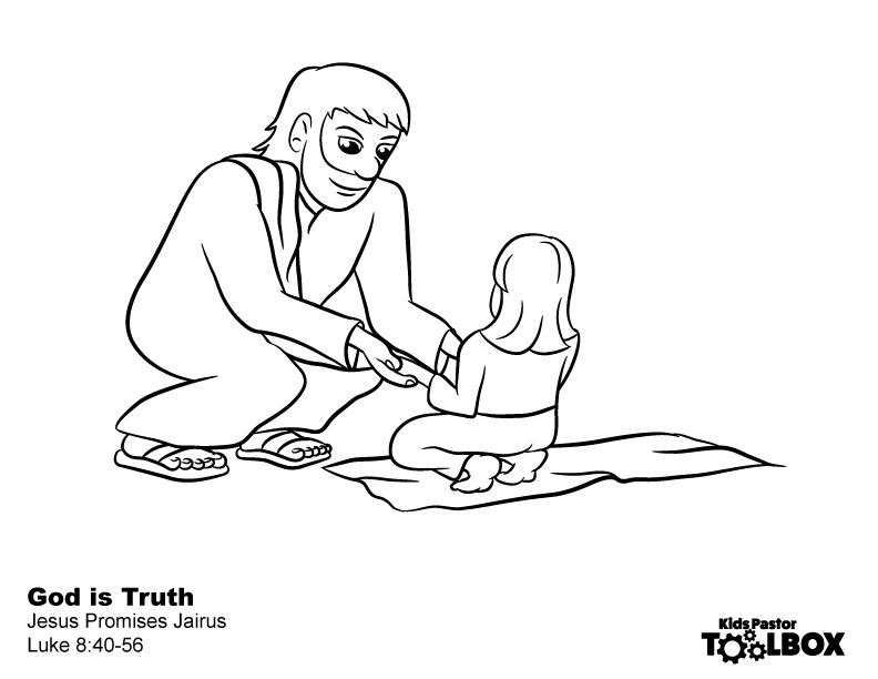 Free color sheet of jesus healing jairus daughter â kids pastor toolbox