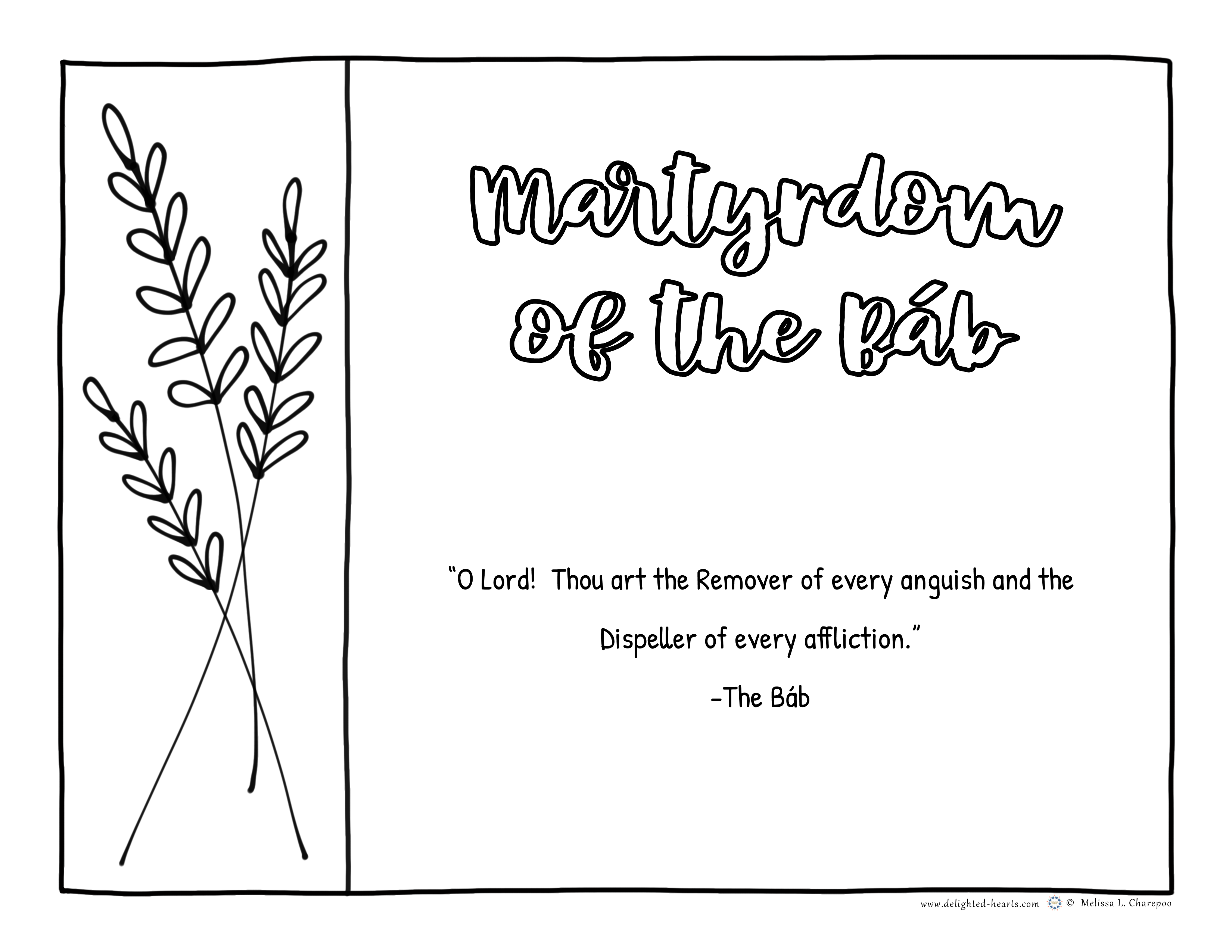 A gift coloring page to memorate the martyrdom of the bãb â delighted hearts