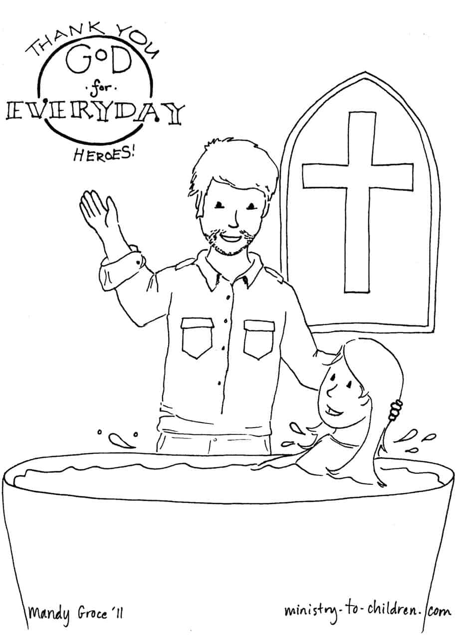 Pastor coloring page thanking god for everyday heroes