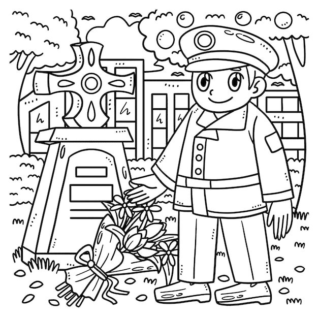 Premium vector tombstone isolated coloring page for kids
