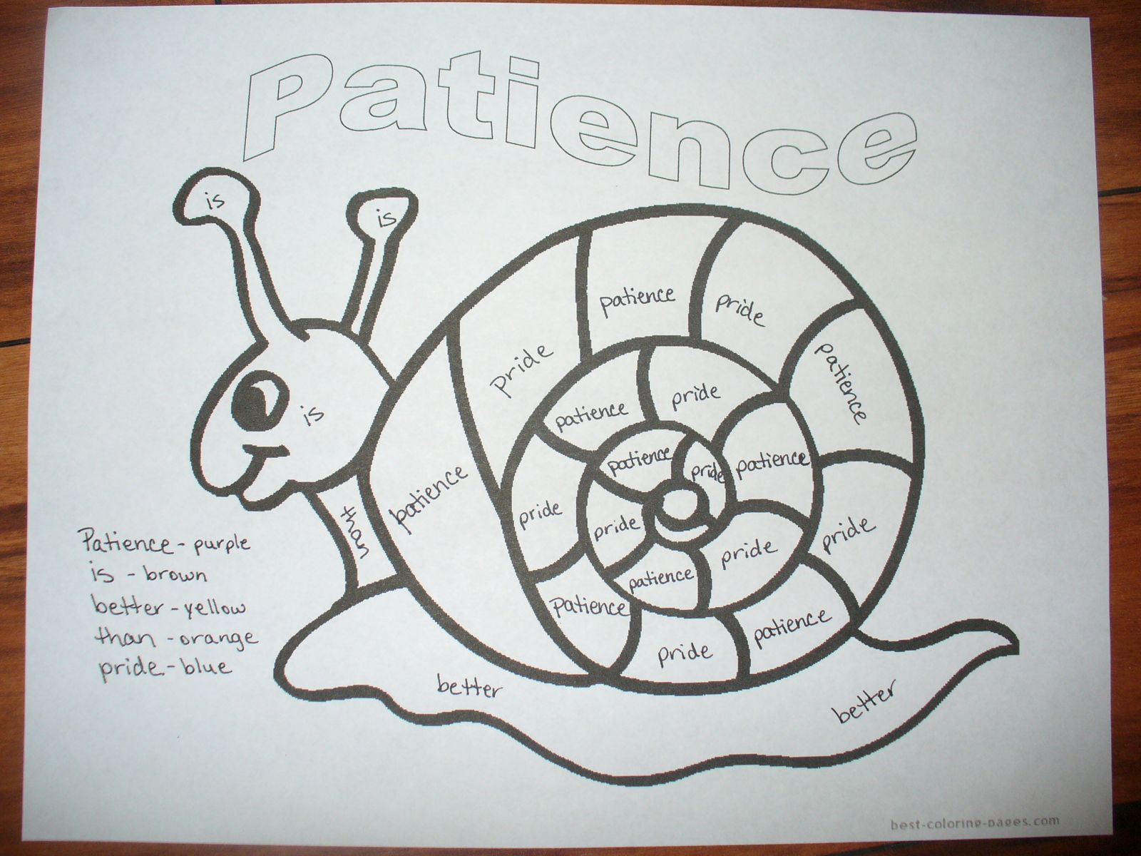 Printable patience coloring page