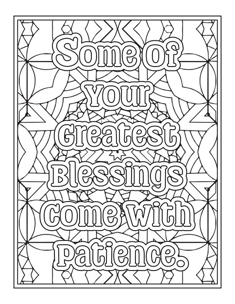 Premium vector blassed quotes coloring pages for kdp coloring pages
