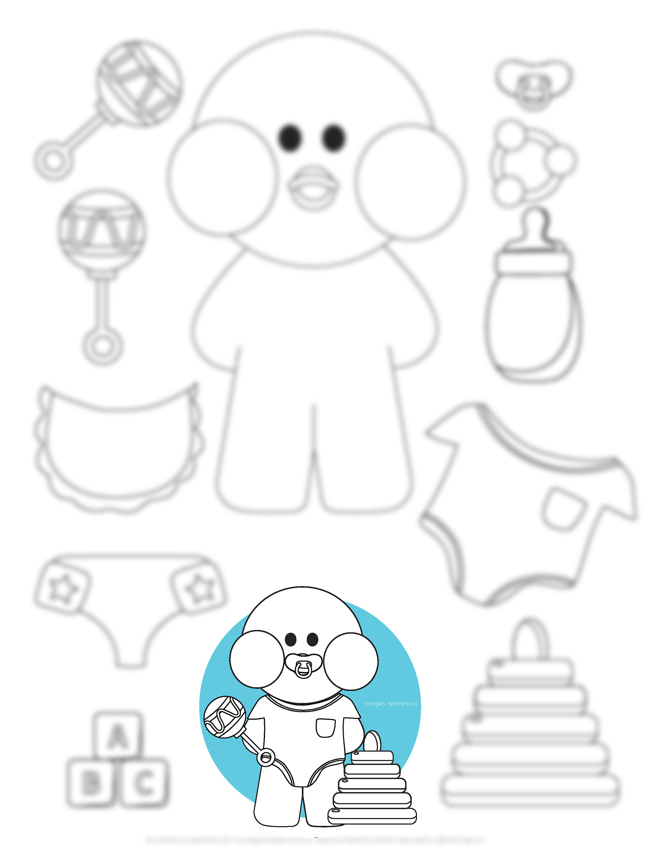 Paper duck baby template
