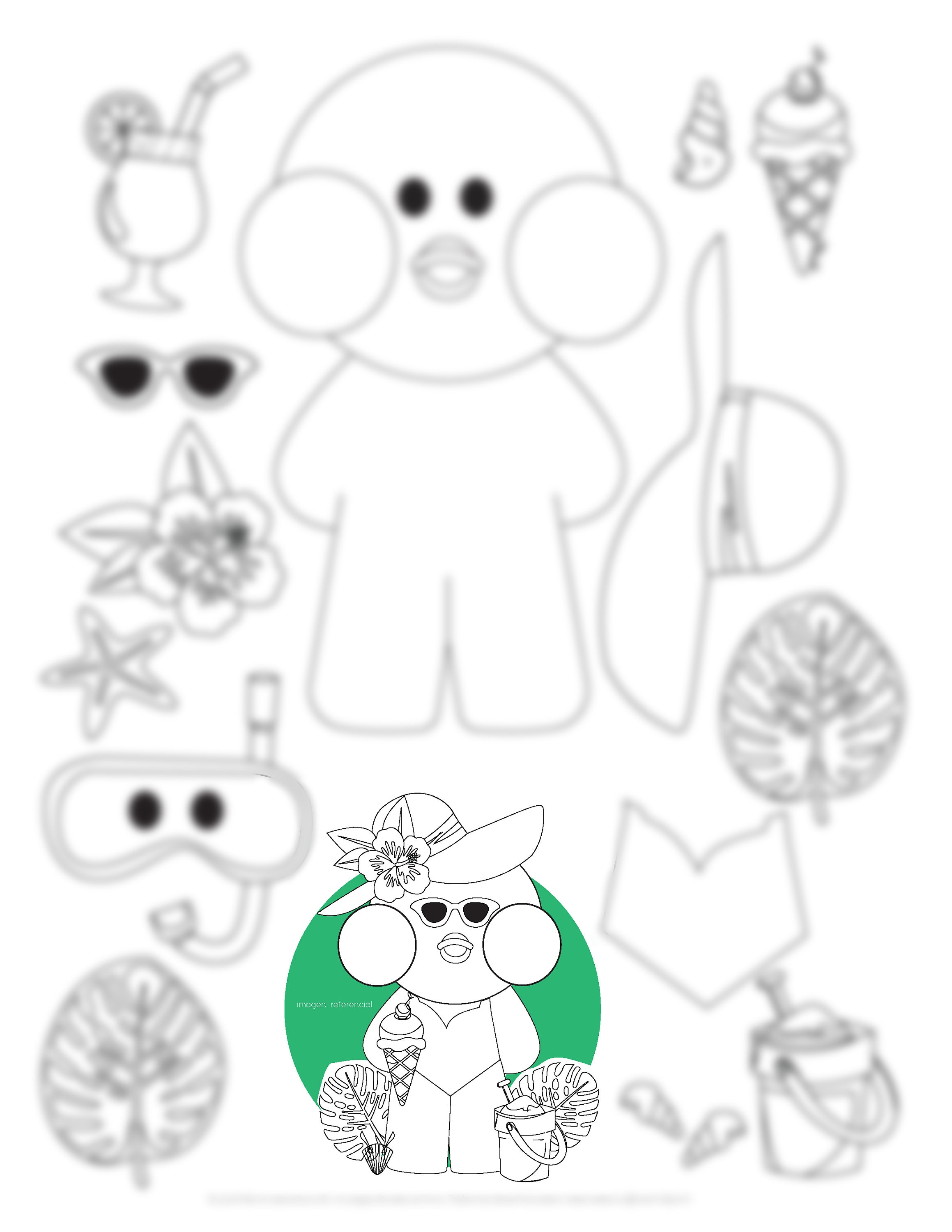 Paper duck beach template instant download