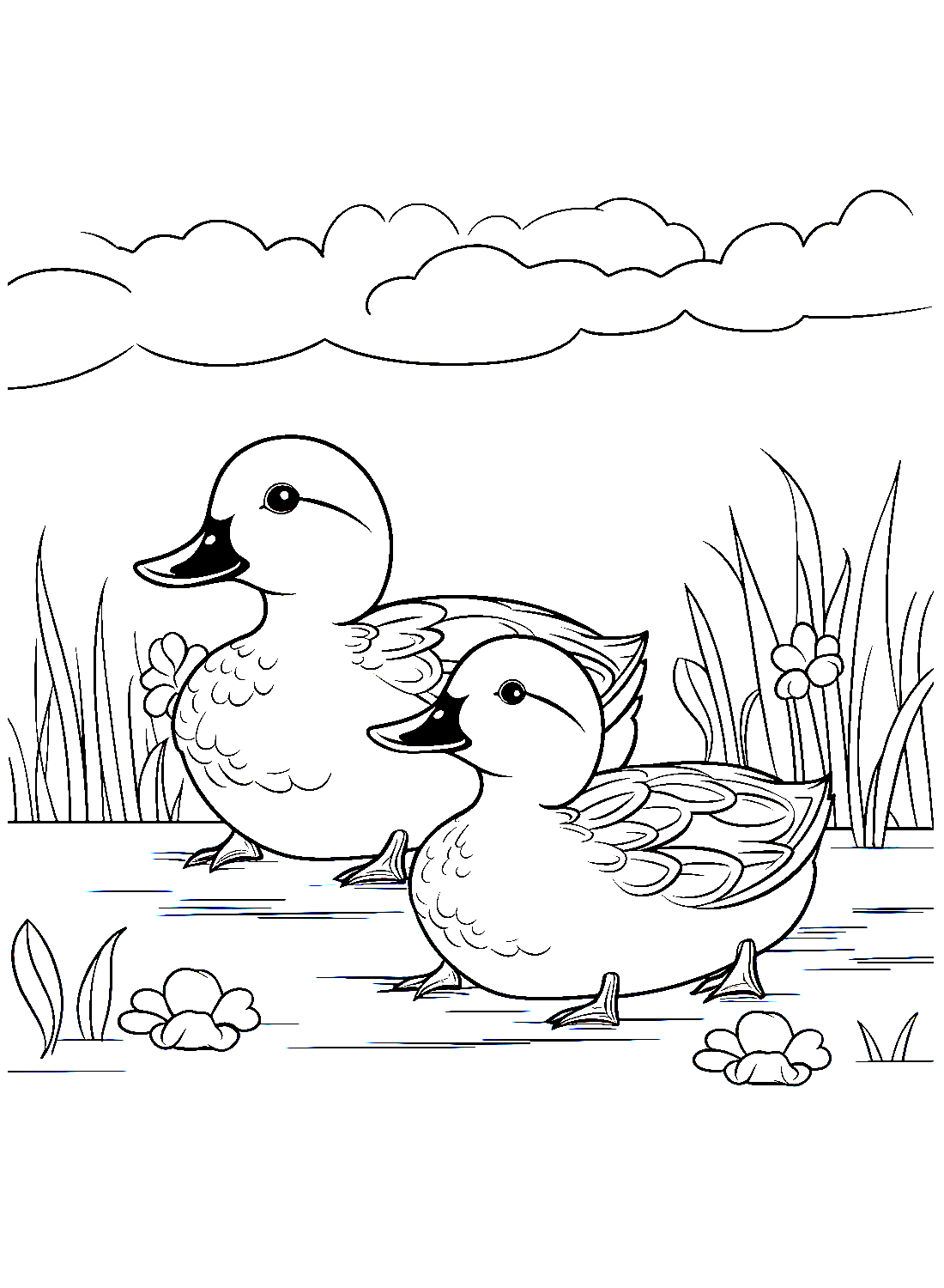 Dibujo para colorear de patitos imprimibles