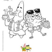 Spongbob and patrick beach drinks coloring pages