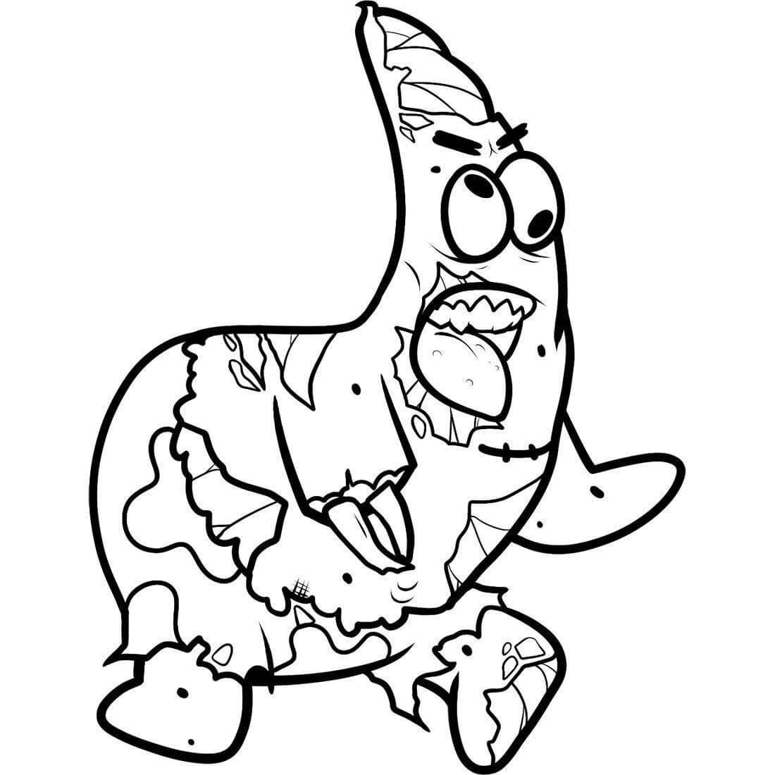 Patrickstar zombie coloring page