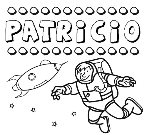 Dibujo con el nombre patricio para colorear pintar e imprimir
