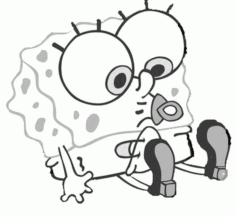 Cute baby spongebob coloring page