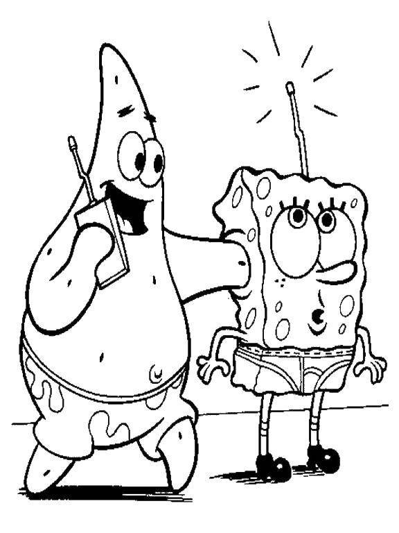 Online coloring pages patrick coloring spongebob in his underpants and patrick spongebob