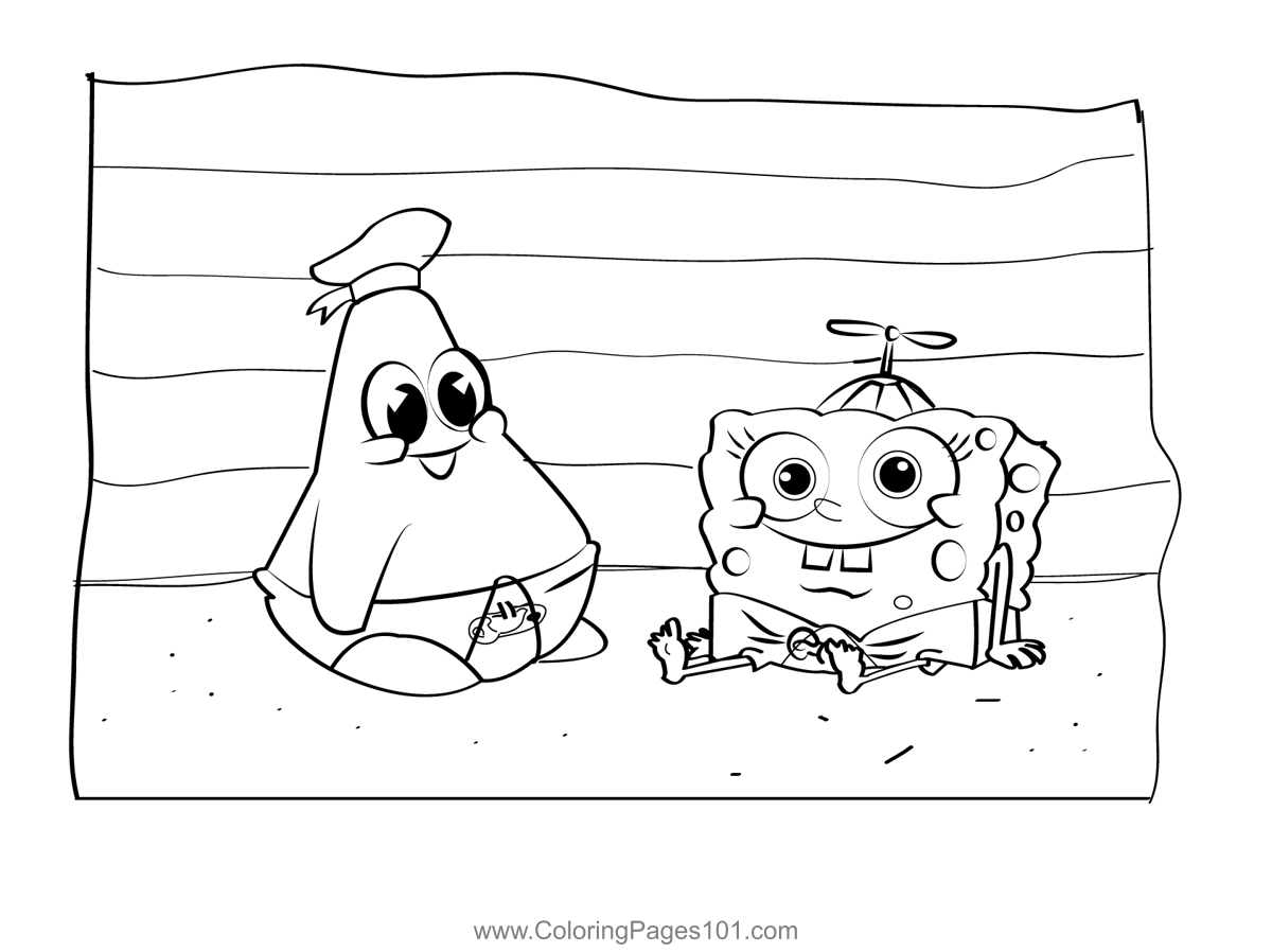 Baby patrick and spongebob coloring page for kids