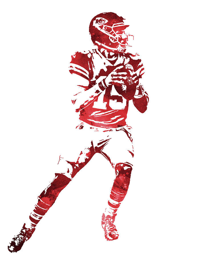 Patrick mahomes kansas city chiefs water color pixel art mixed media by joe hamilton