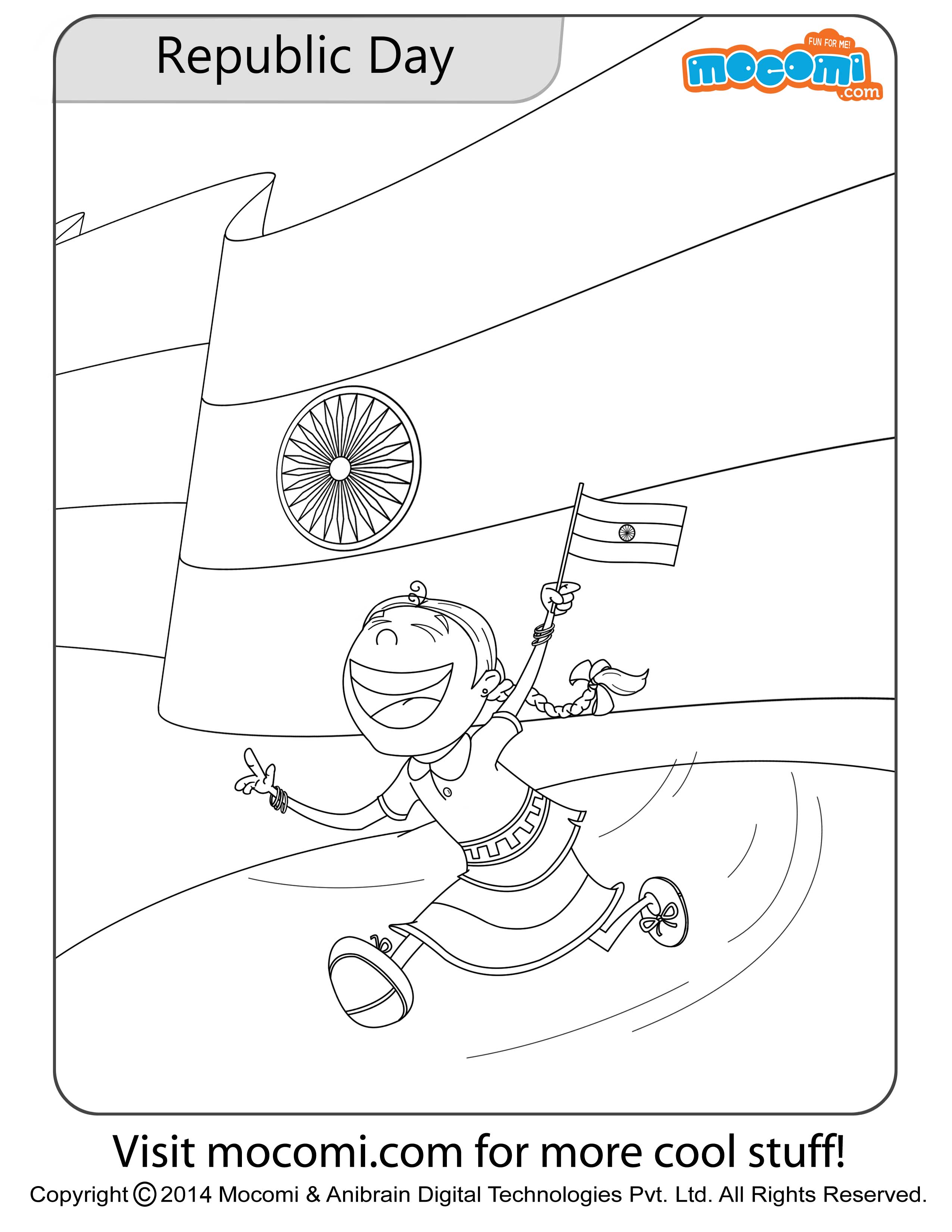 Pinky republic day colouring page