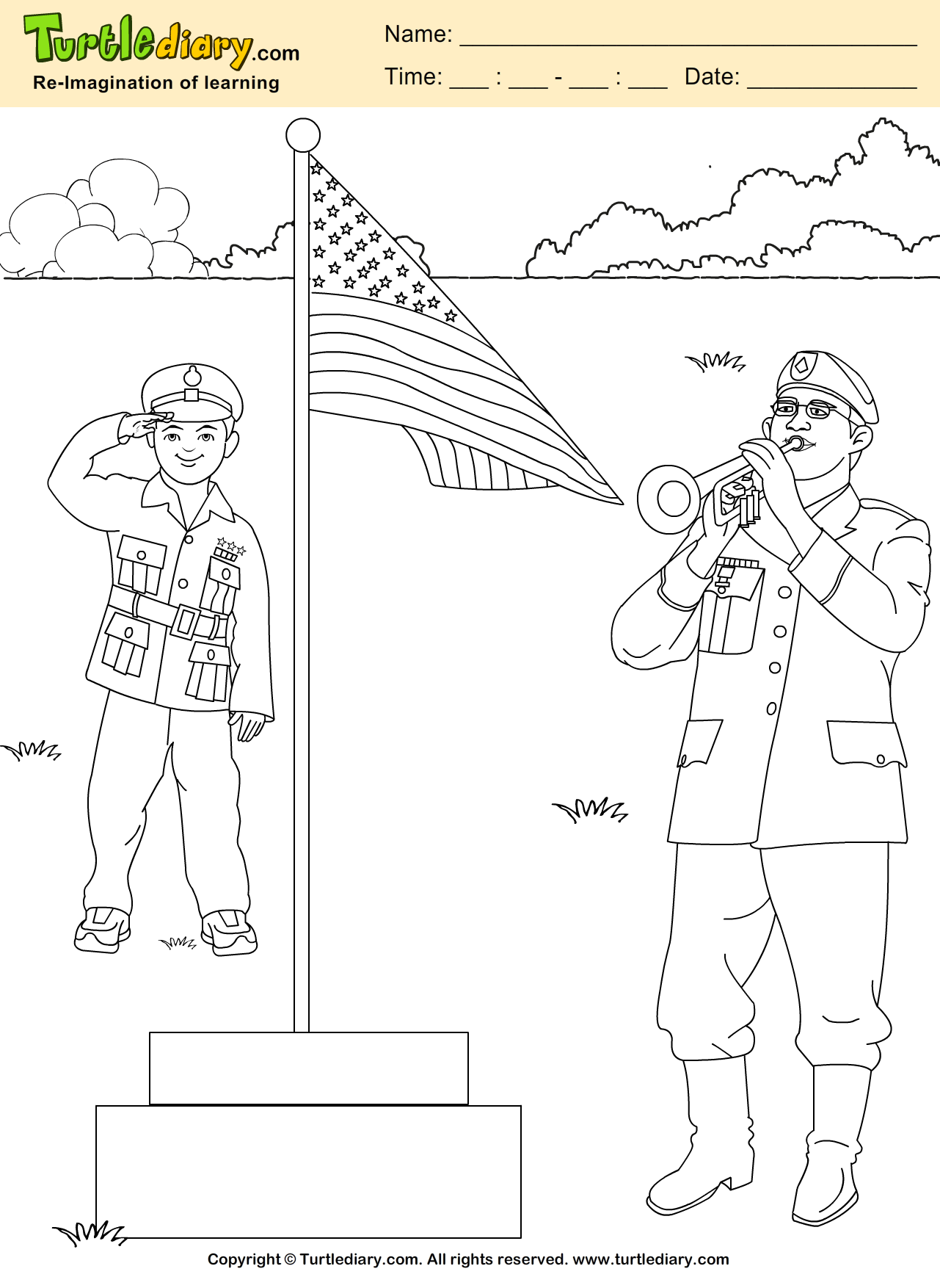 Patriotic coloring sheet turtle diary