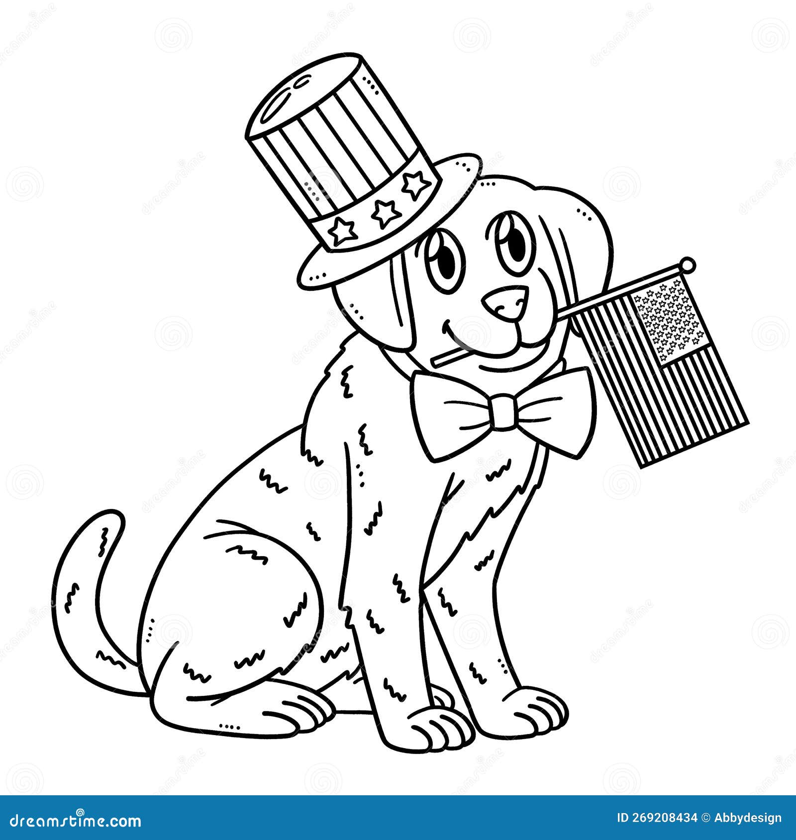 Patriotic puppy isolated coloring page for kids stock vector