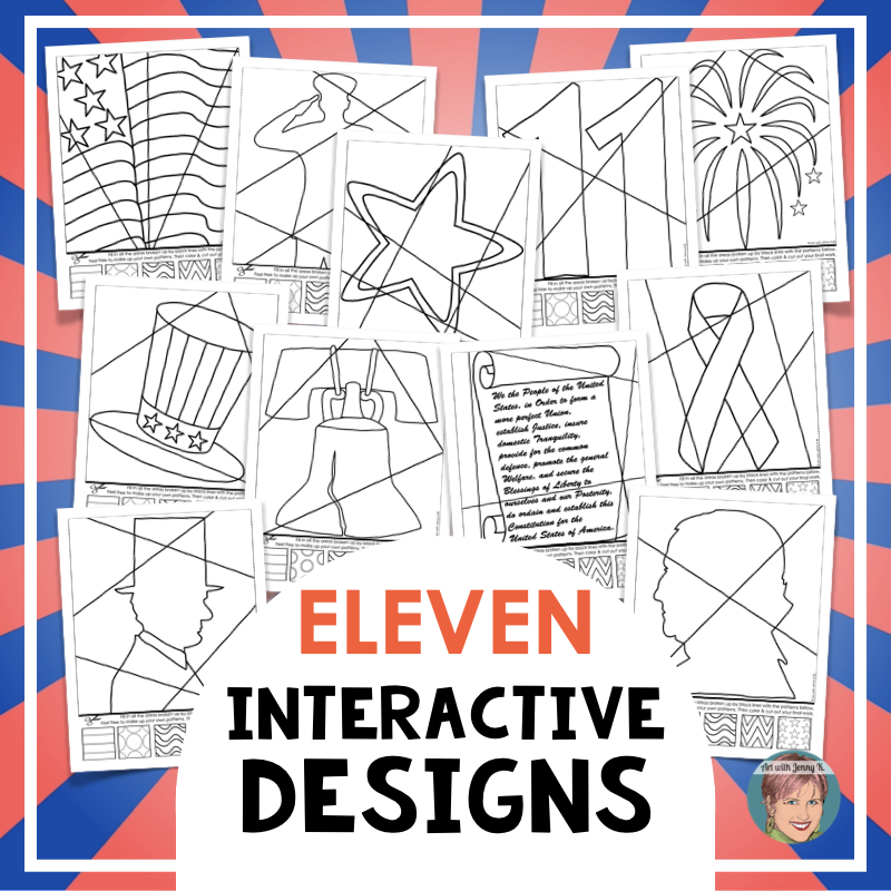 Patriotic coloring pages pop art style