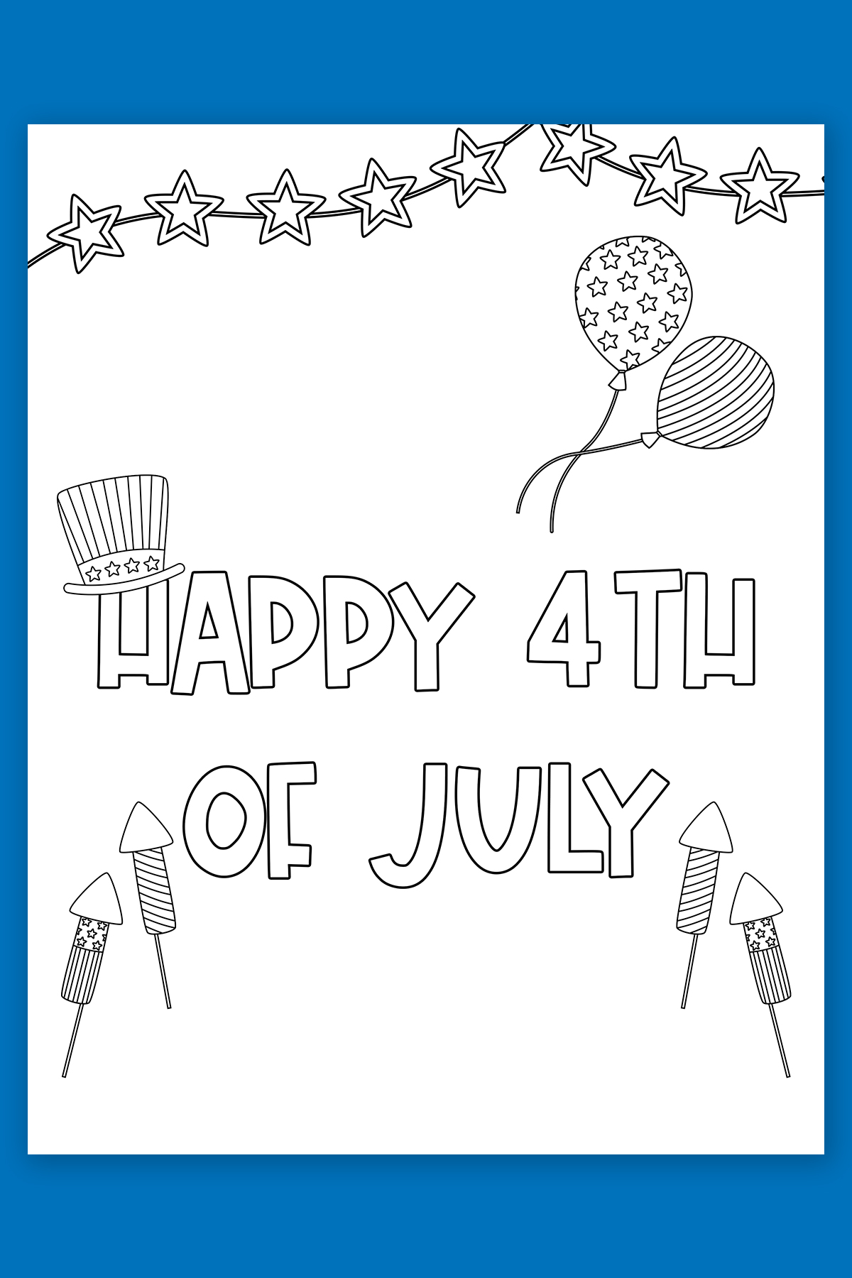 Th of july loring pages free printables instant download