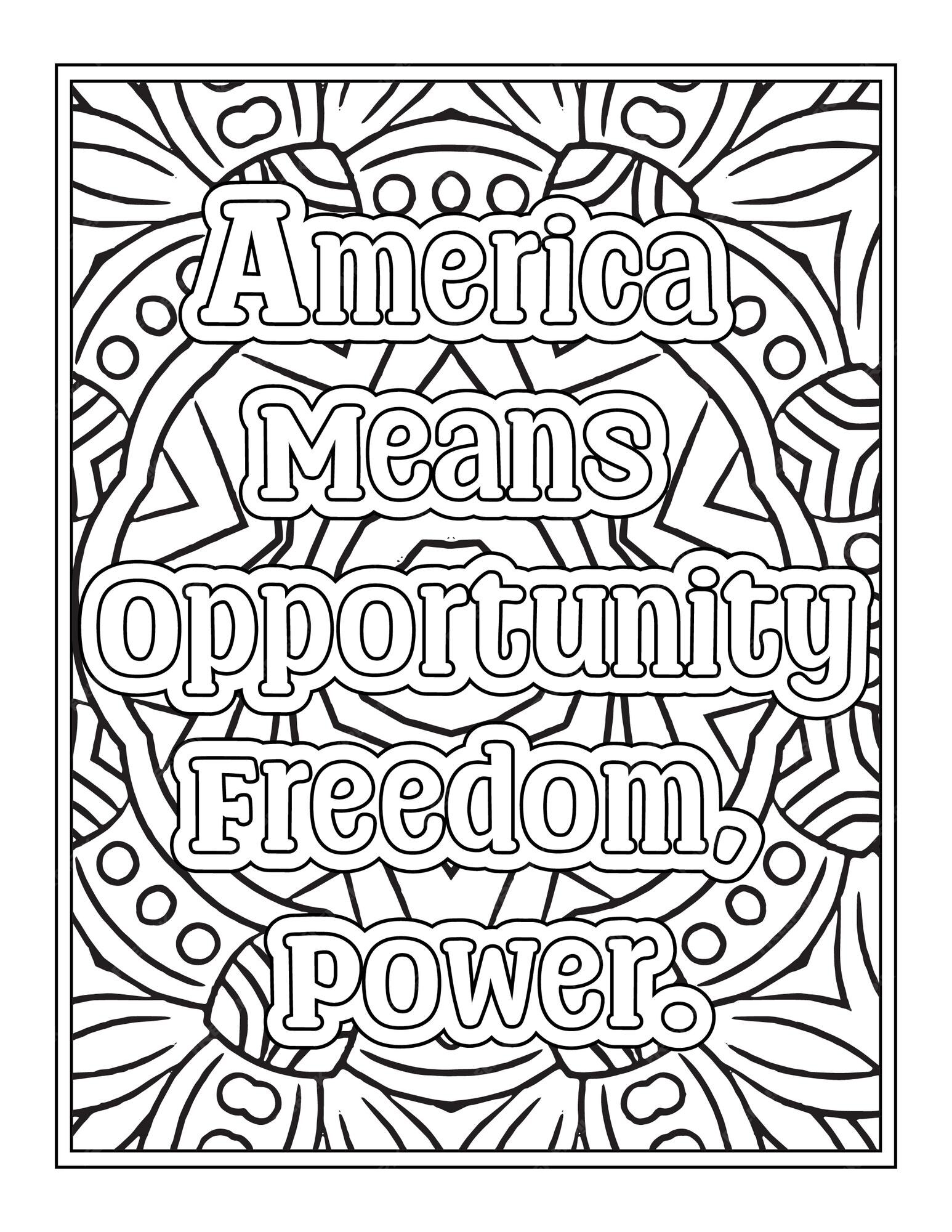 Premium vector patriotic quotes coloring pages for kdp coloring pages