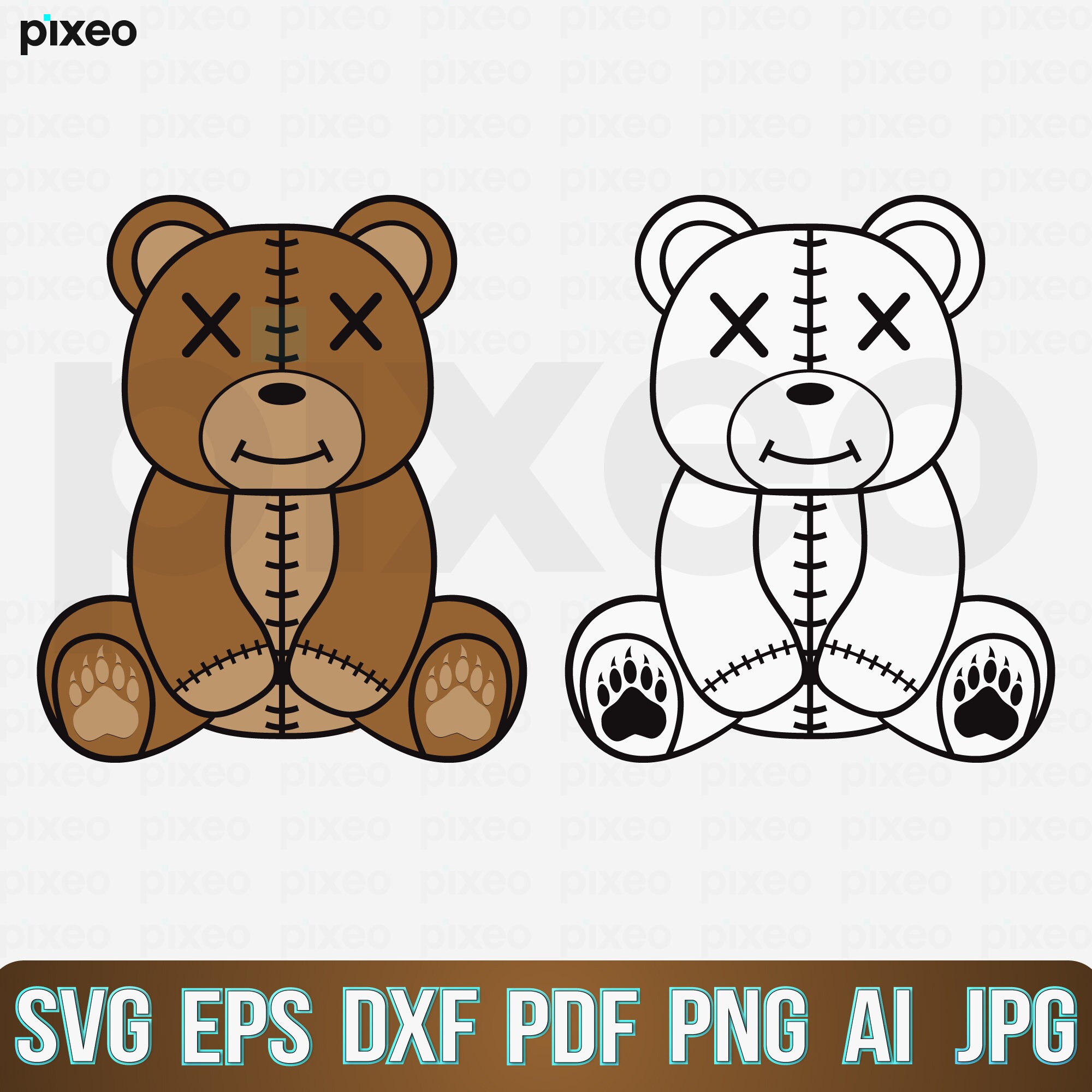 Teddy bear svg stitched teddy bear svg baby bear svg teddy bear shirt teddy bear clipart cricut cut files bear svg bear clipart png