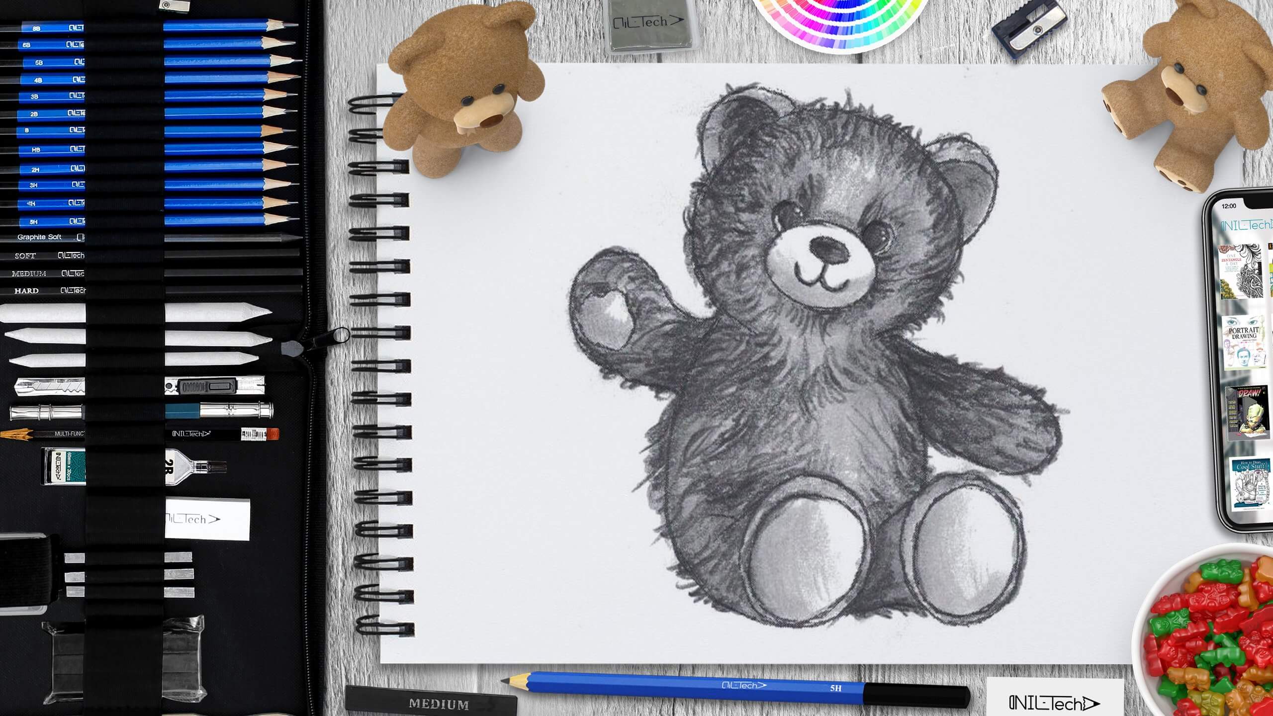 How to draw a teddy bear nil tech