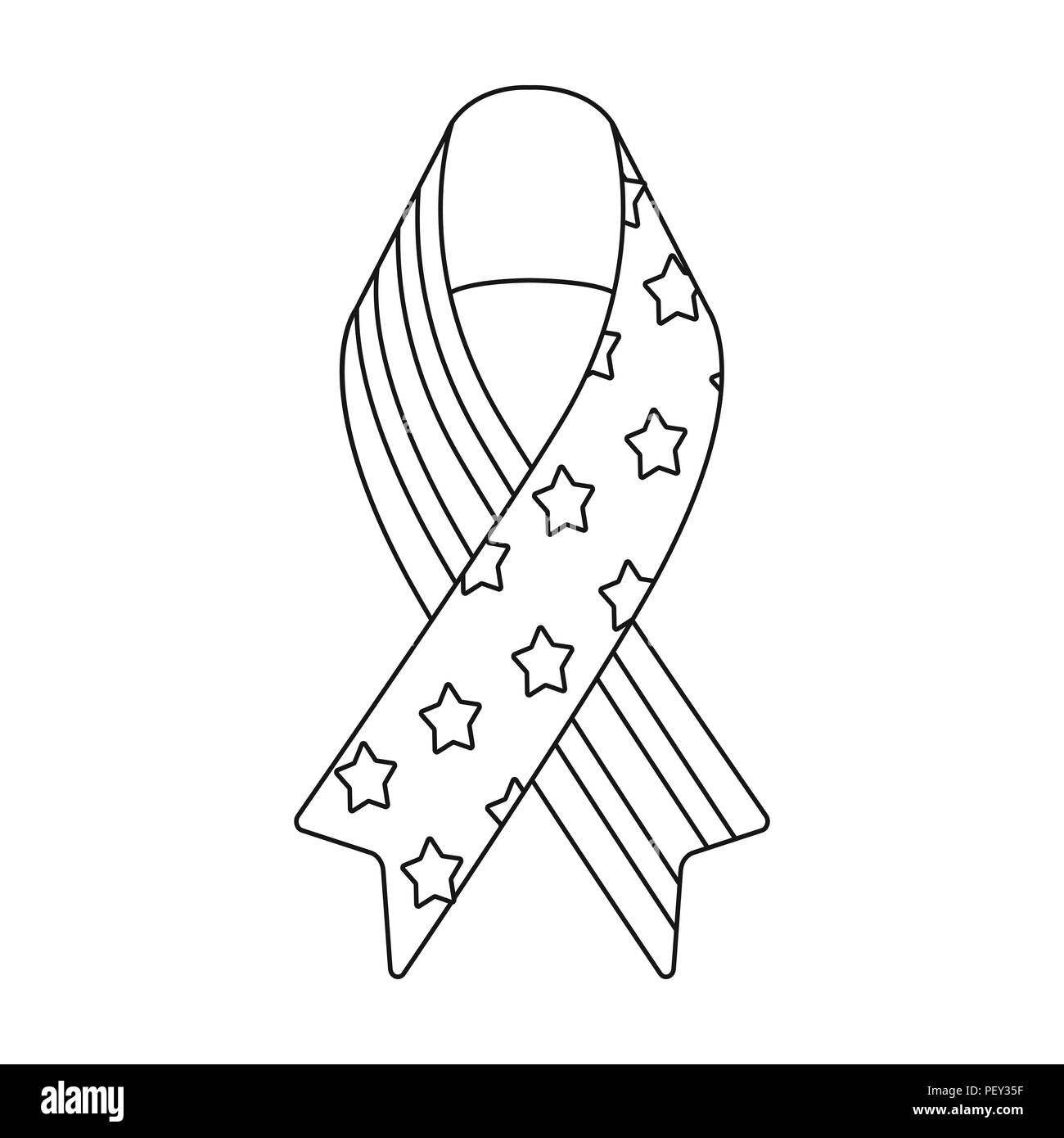 Patriotic ribbon icon in outline style isolated on white background patriot day symbol vector illustration stock vector image art