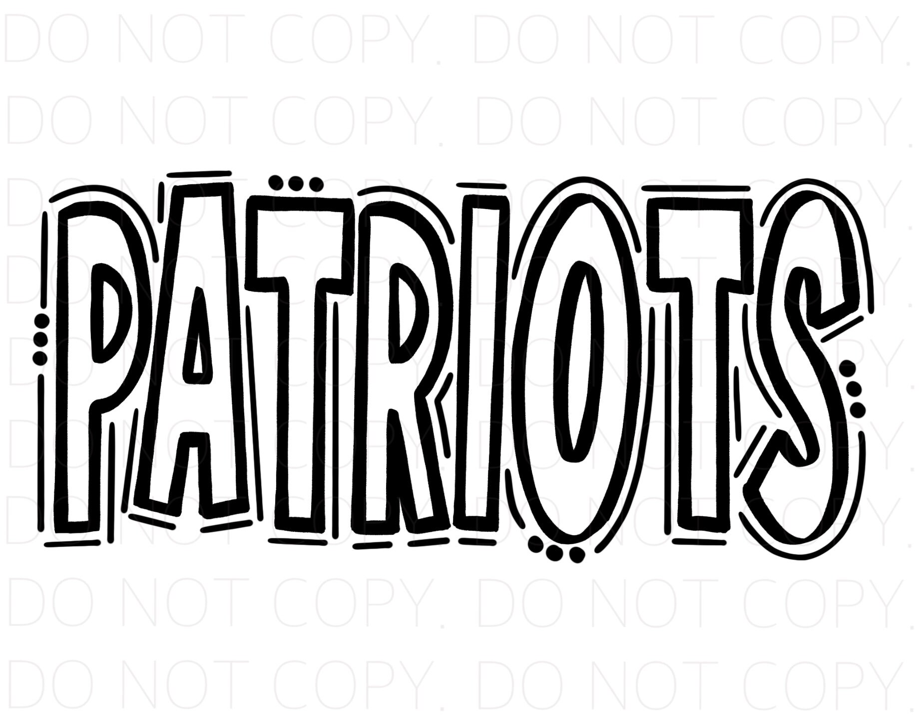Patriots doodle letters transparent background sublimation png and svg digital artwork