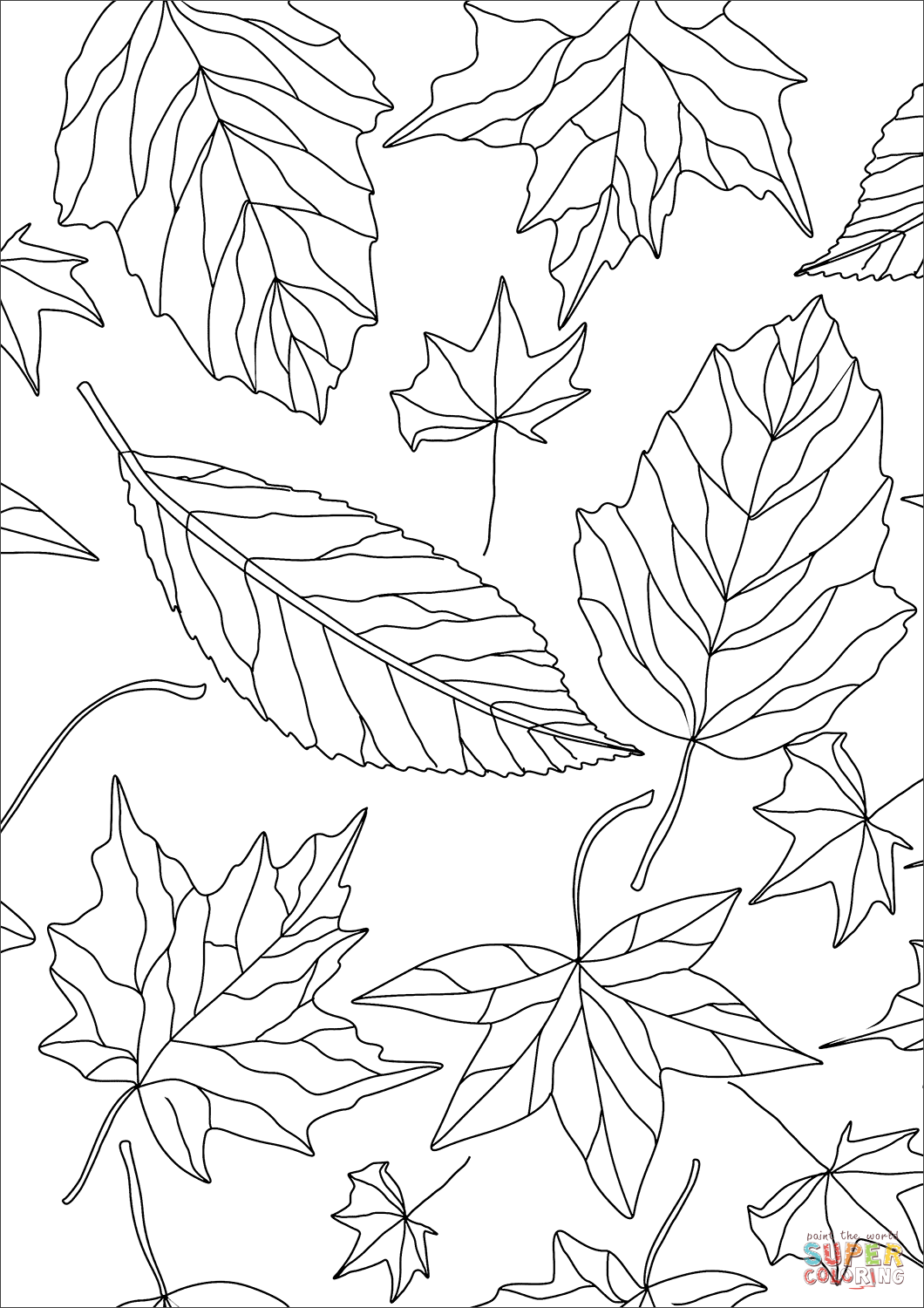 Dibujo de patrãn de hojas de otoão para colorear dibujos para colorear imprimir gratis