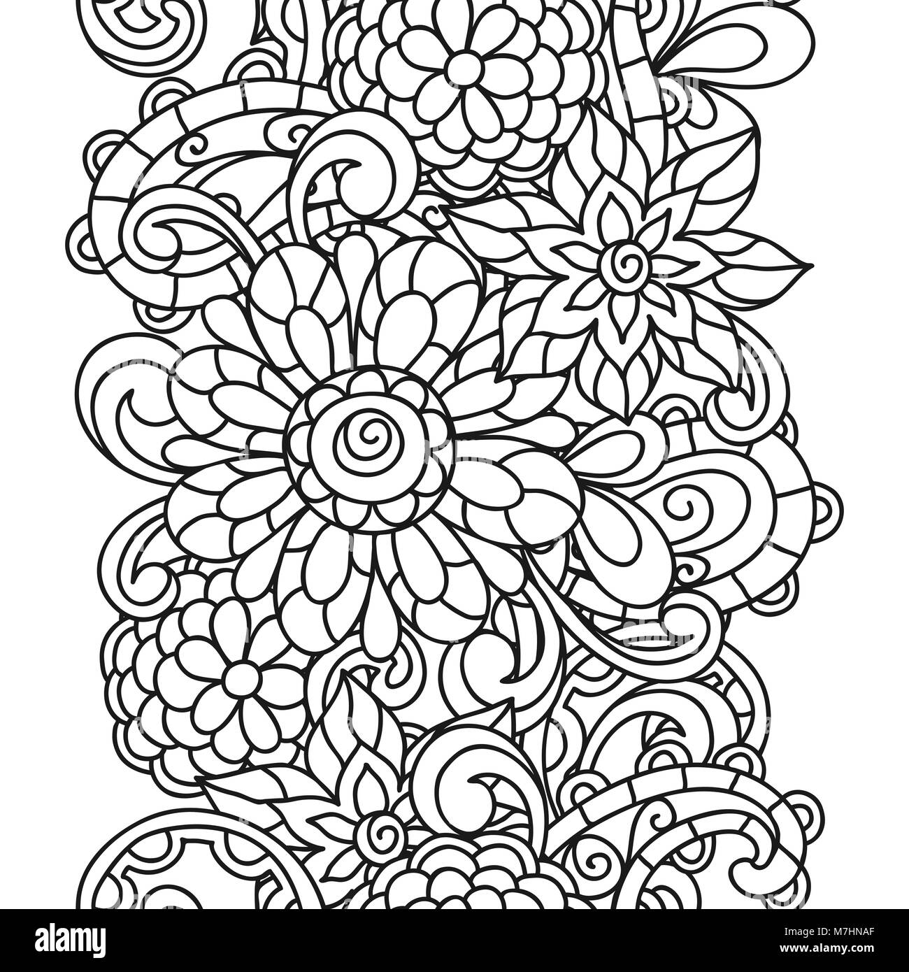 Patrãn de la naturaleza fluida con la lãnea flor para adultos imprimir pãginas para colorear y dibujos imagen vector de stock