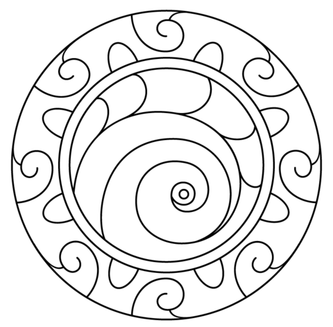 Dibujo de mandala con patrãn de espiral para colorear dibujos para colorear imprimir gratis