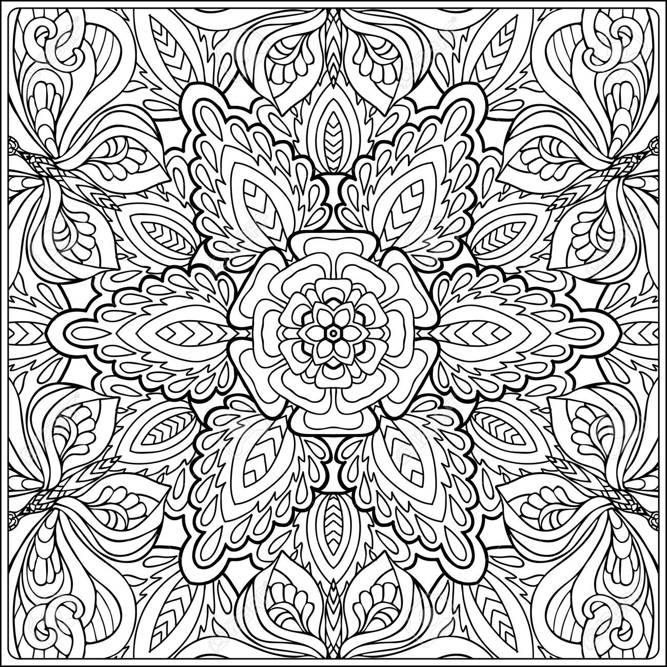 Seamless pattern outline hand drawing good for coloring page for the adult coloring book stock vector illustrationabstract vector decorative ethnic mandala black and white royalty free svg cliparts vectors and stock illustration